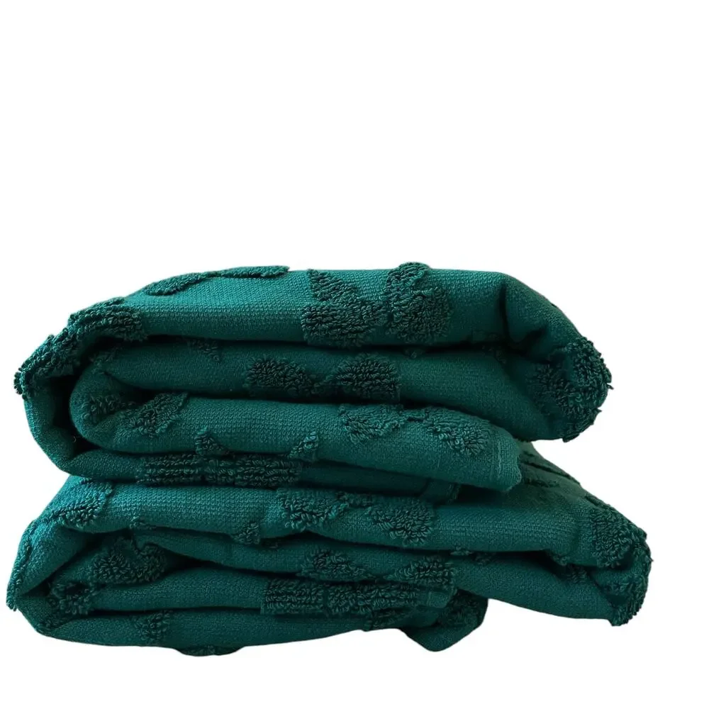 Bella Lux Christmas Bows Bath Towel Set of 2 Chic Holiday Green Bathroom Decor